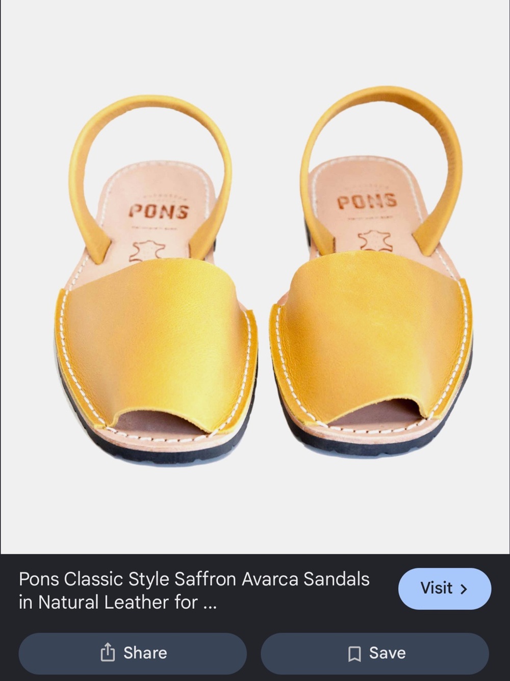 Pons Saffron Leather Avarca Sandals - Yellow